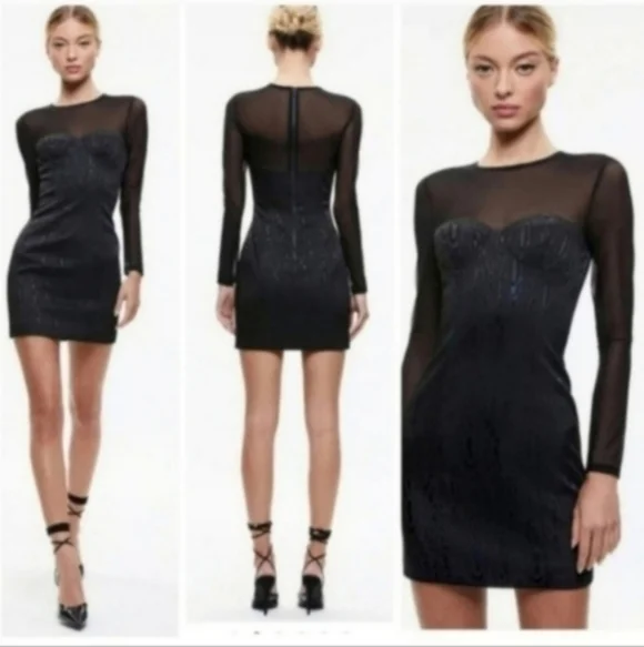 Alice + Olivia Women's Takako Crewneck Mini Dress Size 0 NWT - Picture 2 of 13